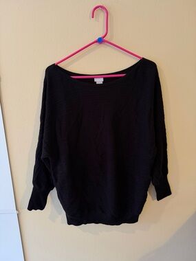 Chico's Black Scoop Neck Dolman Sweater Top